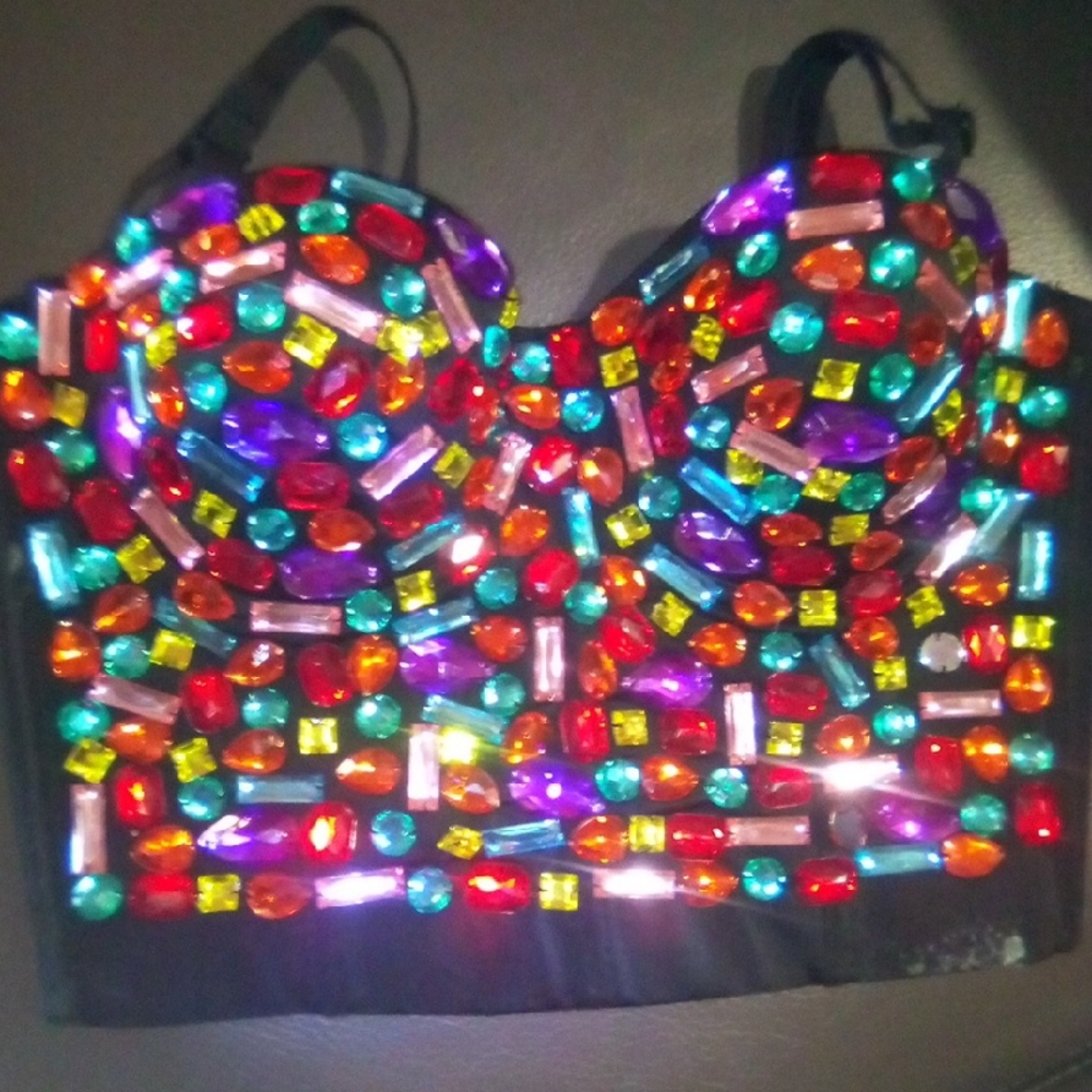 Colorful Bejeweled Bustier Top